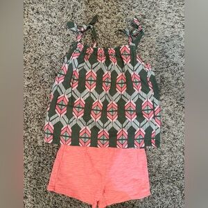 Carter's Coral and Green Geometric Shorts Set